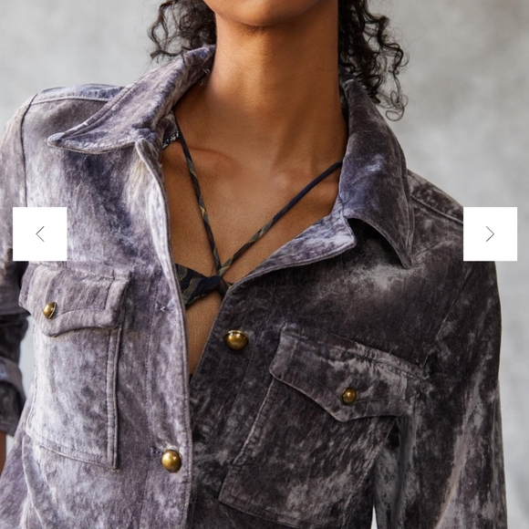 Anthropologie velvet utility button down jacket gray size S - Picture 17 of 17